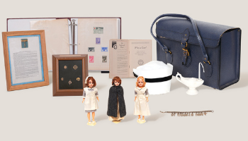 A photo of a variety of historic nursing artifacts