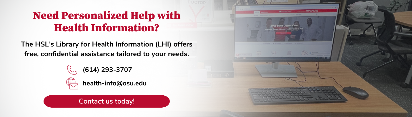 Workspace with computer, offering personalized health information help.