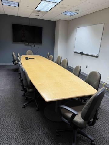 Prior 214 Residency and Fellowship Virtual Interview Room from the end of the long conference table