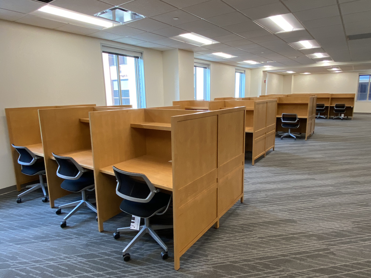 Study carrels in the medical student quiet study area