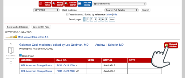 Library Catalog results list screenshot