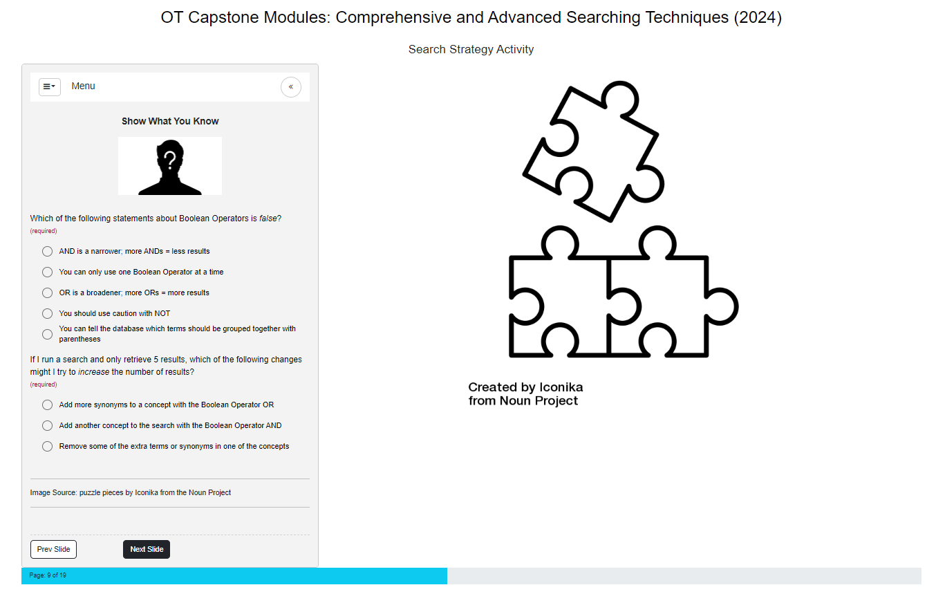 OT Capstone Module Knowledge Check Screen