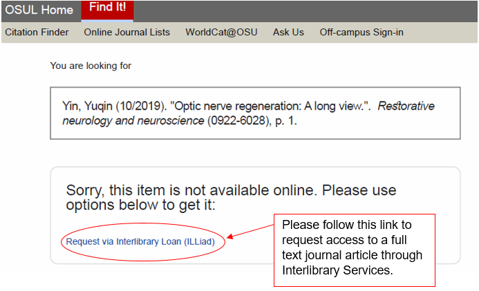 Screenshot of Find It for Interlibrary Loans
