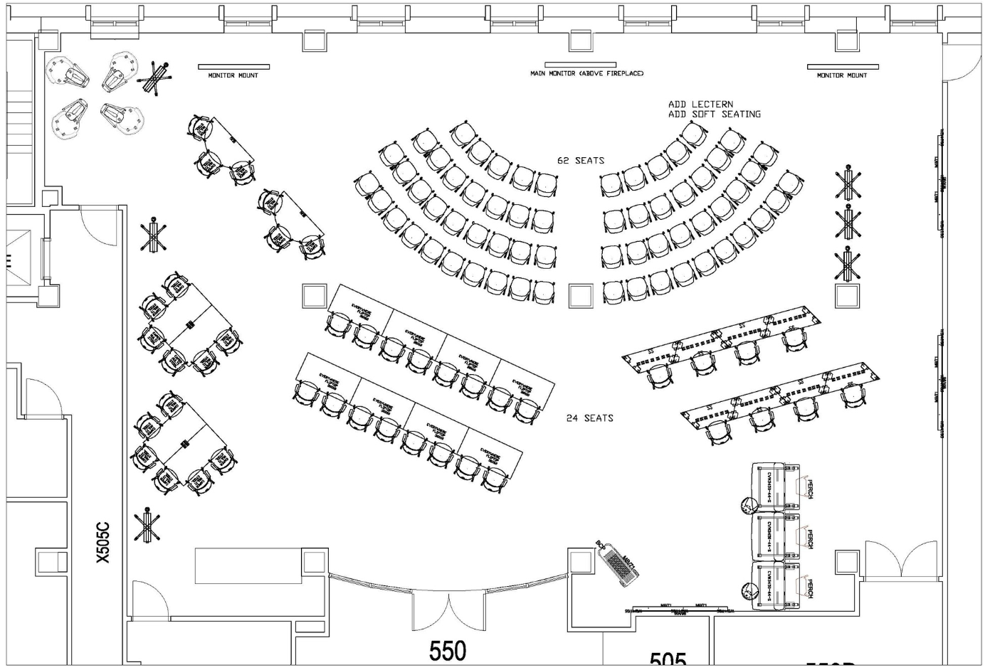 seminar furniture layout for room 550