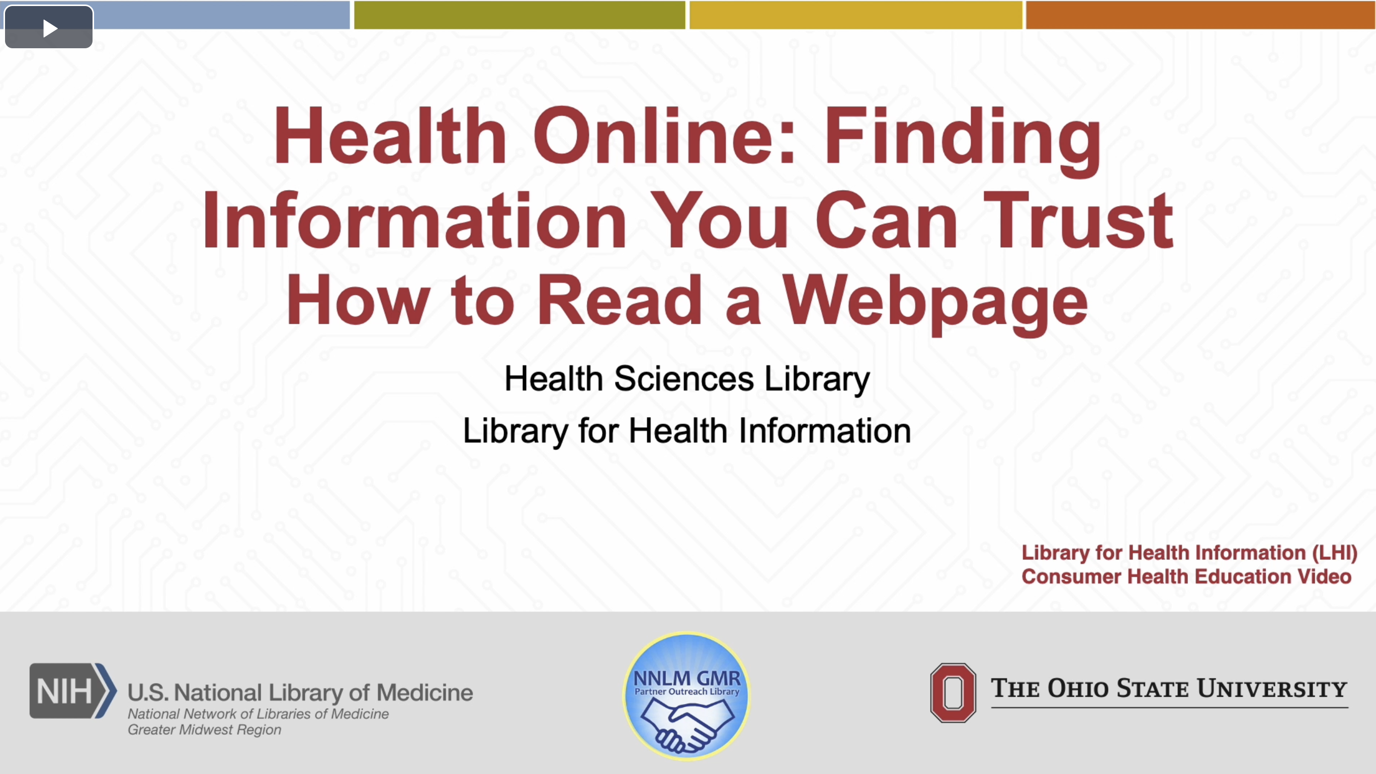 Intro slide reads, "Health Online: Finding Information You Can Trust"