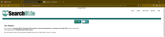 Screenshot of search ohio success page