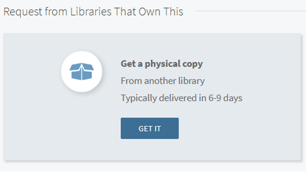 Screenshot of an OhioLINk request.