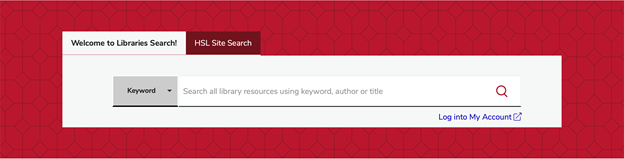Welcome to Libraries Search! on the Ohio State Health Sciences Library website homepage.

Keyword: search all library resources using keyword, author or title.

Log into My Account external link