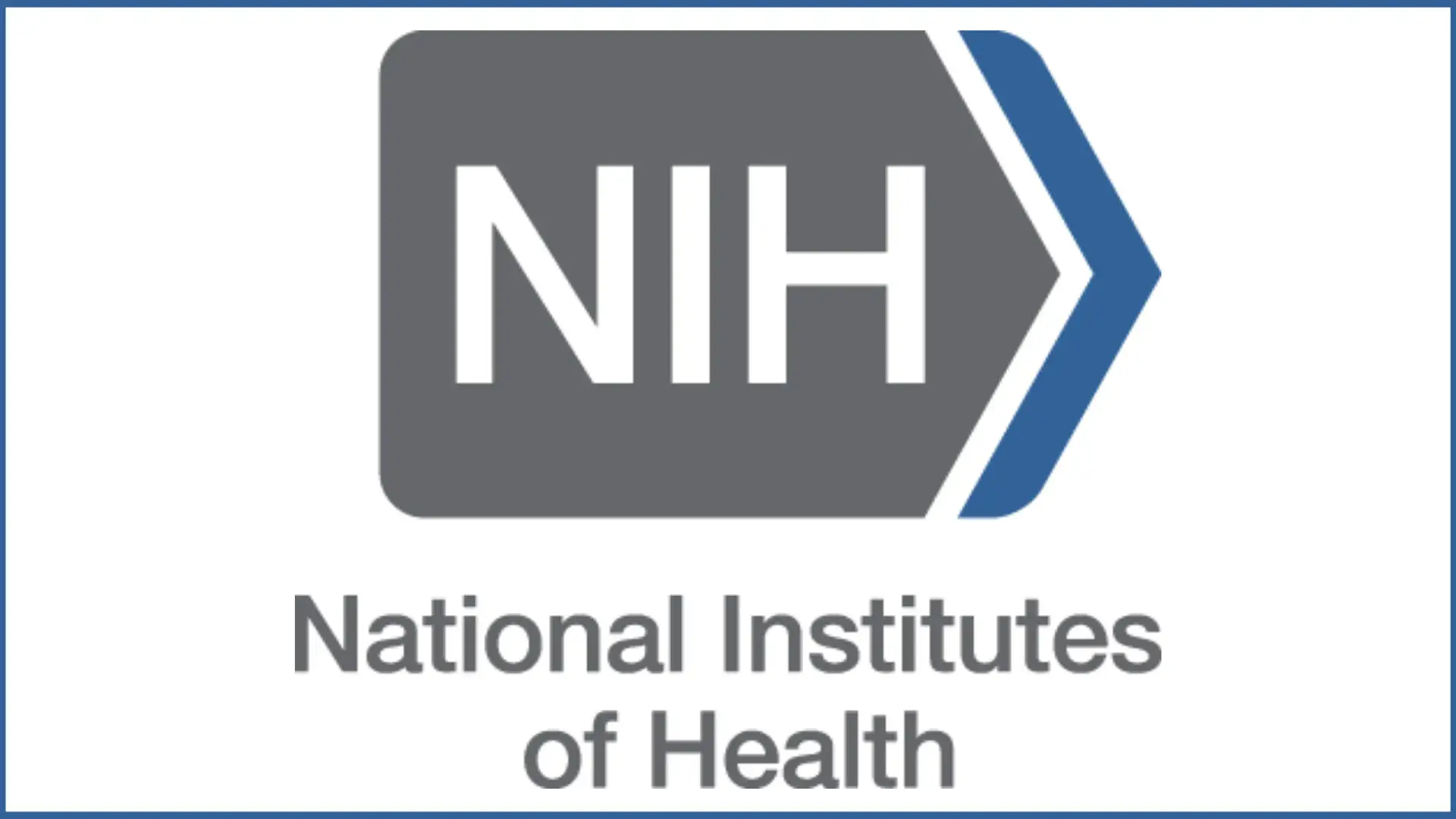 National Institutes of Health (NIH) logo with gray NIH text inside a right‑pointing arrow shape and “National Institutes of Health” below.