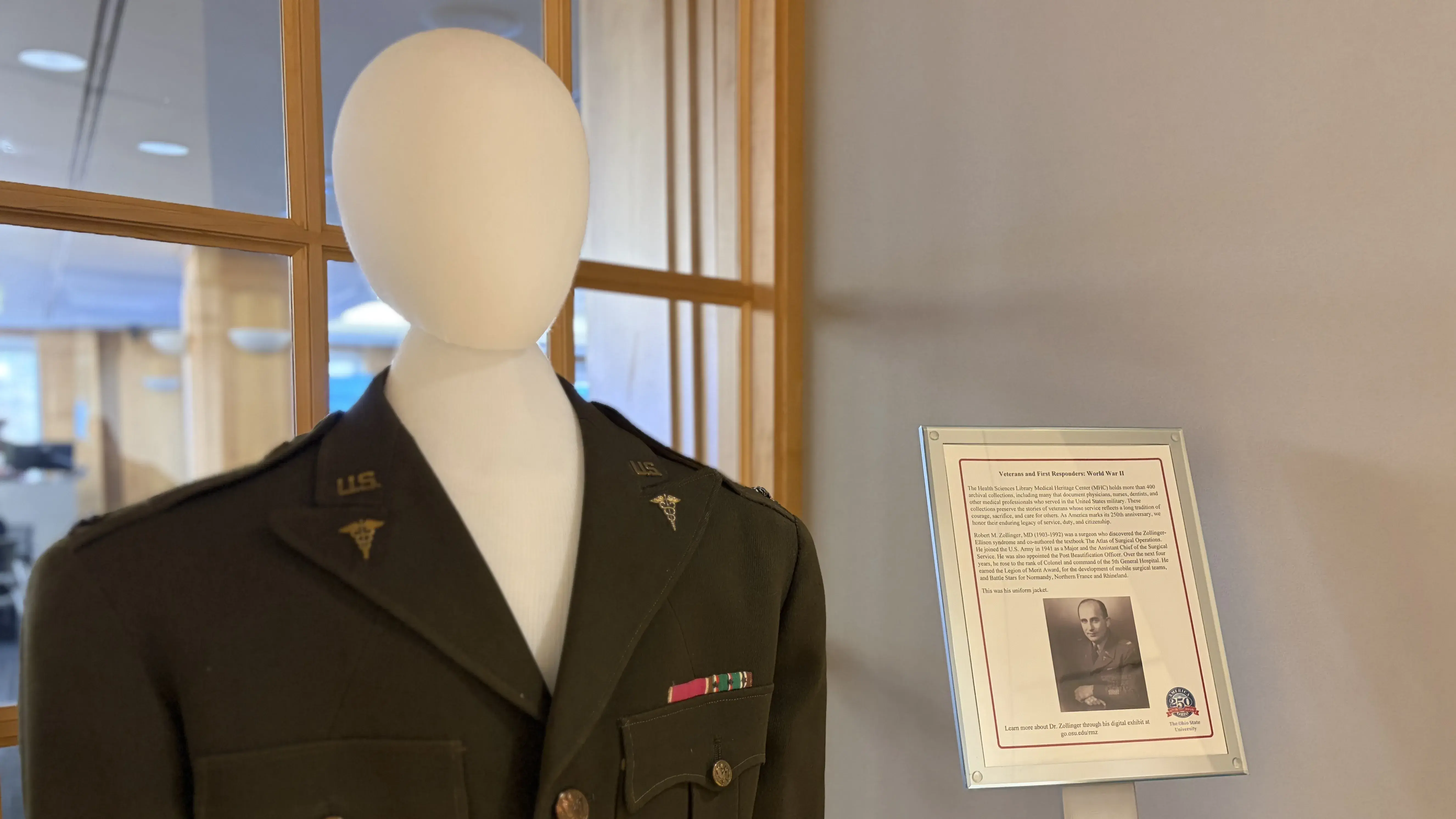 Mannequin in military attire displayed in the MHC.