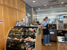 Student working at the Caffeine Element in Prior Hall