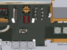A schematic diagram showing an artist's interpretation of the HSL's expected 1st floor renovations. Details are described in the linked article.