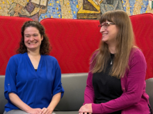 Liaison Librarians Katie Blocksidge and Anna Biszaha pictured smiling.